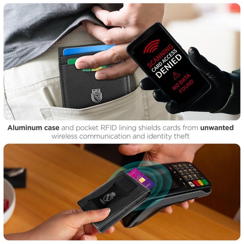 Bifold Wallet for Men | Pop Up Slim Metal Aluminum Wallet | NFC RFID Blocking... - 第 3/9 張圖片