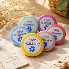 Alzheimer's Dementia Awareness Badge Pin I Have Alzheimer's 25 38 45 58mm