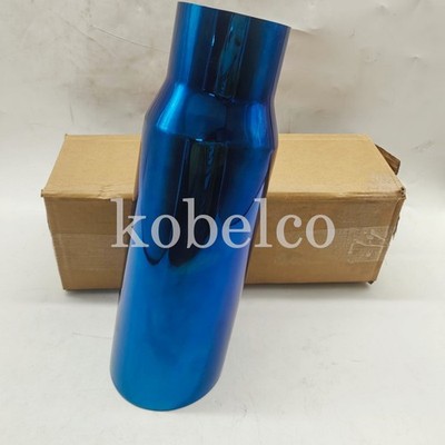 High Glossy Stainless Blue Exhaust Tip Angle Double Wall  3  IN 4  OUT 12  LNTH
