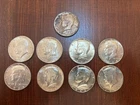 1966 Lot of 9 Kennedy Half Dollars 40% Silver Clad $4.50 Face Value