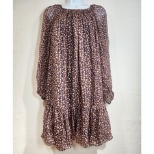 Ulla Johnson Silk Metallic Floral Pleated Mini Dress Adena Size 6 Boho Luxe