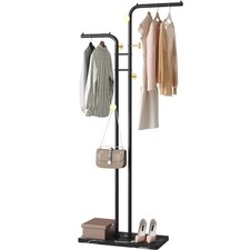 Coat Rack, Freestanding Metal Coat Racks, Double-pole Clothes Hat Stand with ...