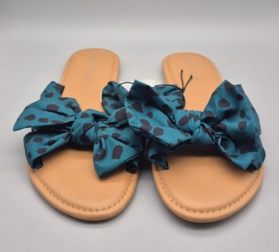 NWT West Loop Slip On Open Back Spotted Bow Strap Ladies Sandals Size 7/8