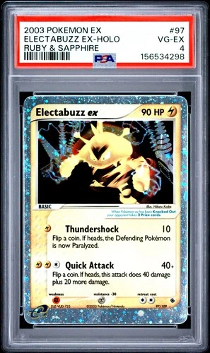 2003 POKEMON EX RUBY & SAPPHIRE #97 ELECTABUZZ EX-HOLO PSA 4