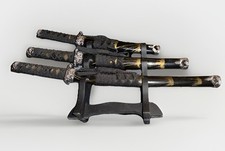 3 Miniature Japanese Samurai Style Replica Katana Swords.
