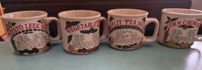 Vintage 4 Westwood Soup Recipe Mugs 1997 Vegetable Split Pea Corn Potato Leek