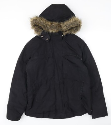 Alfani Damen schwarze Steppjacke mit Kapuze, Gr. S