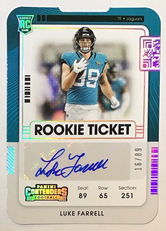 Luke Farrell Panini Contenders #213 Autograph Stub