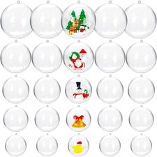 Clear Plastic Fillable Ornaments Transparent DIY Craft Balls Set of 50 Christmas