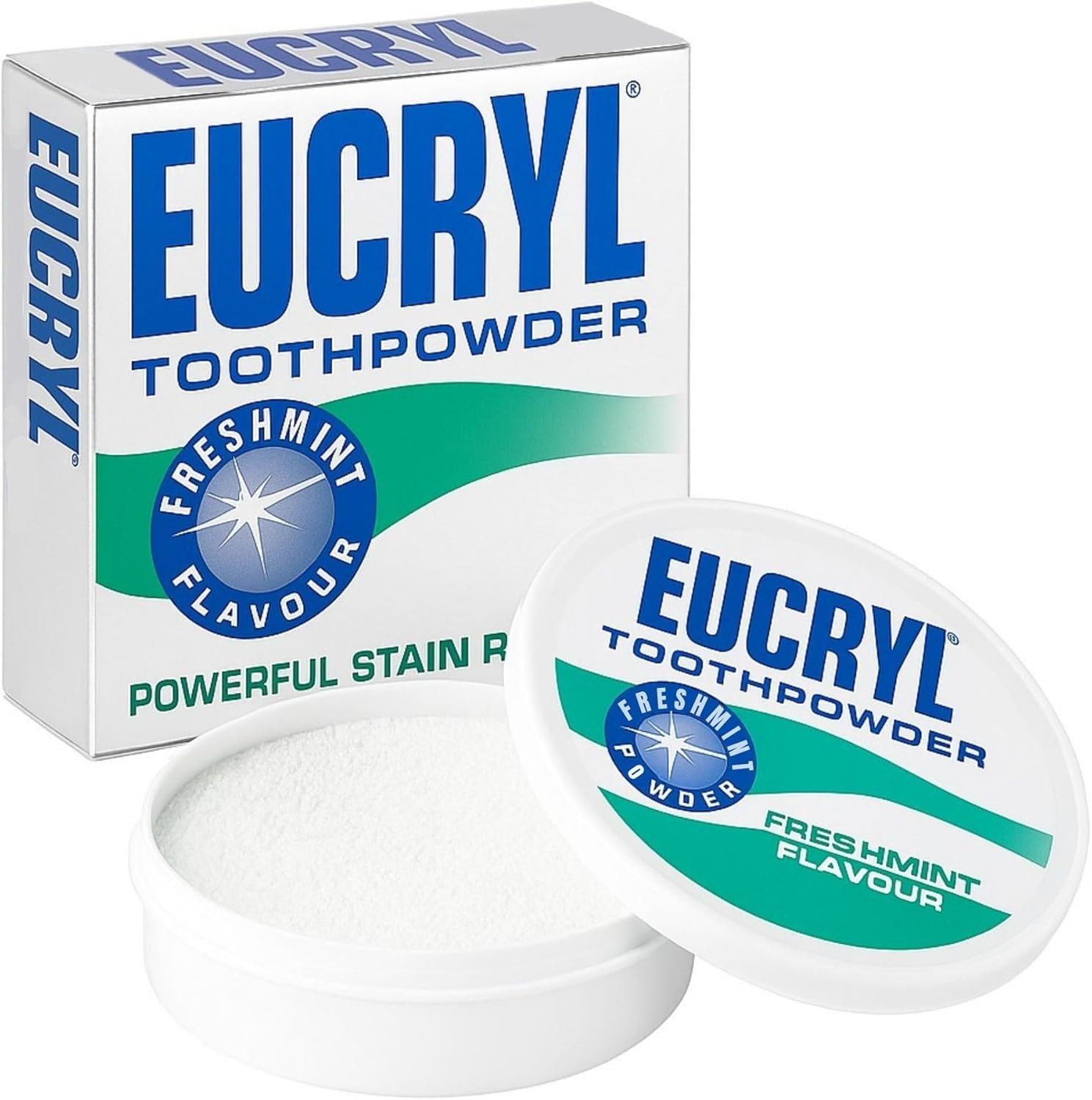 Eucryl Freshmint Toothpowder Whitening Powder Stain Remover Tobacco TeaCoffee50g