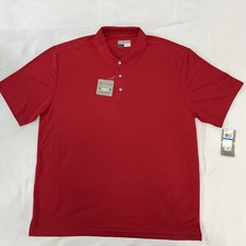 PGA Tour Men's Airflux Solid Mesh Short Sleeve Classic Golf Polo Shirt XL Red