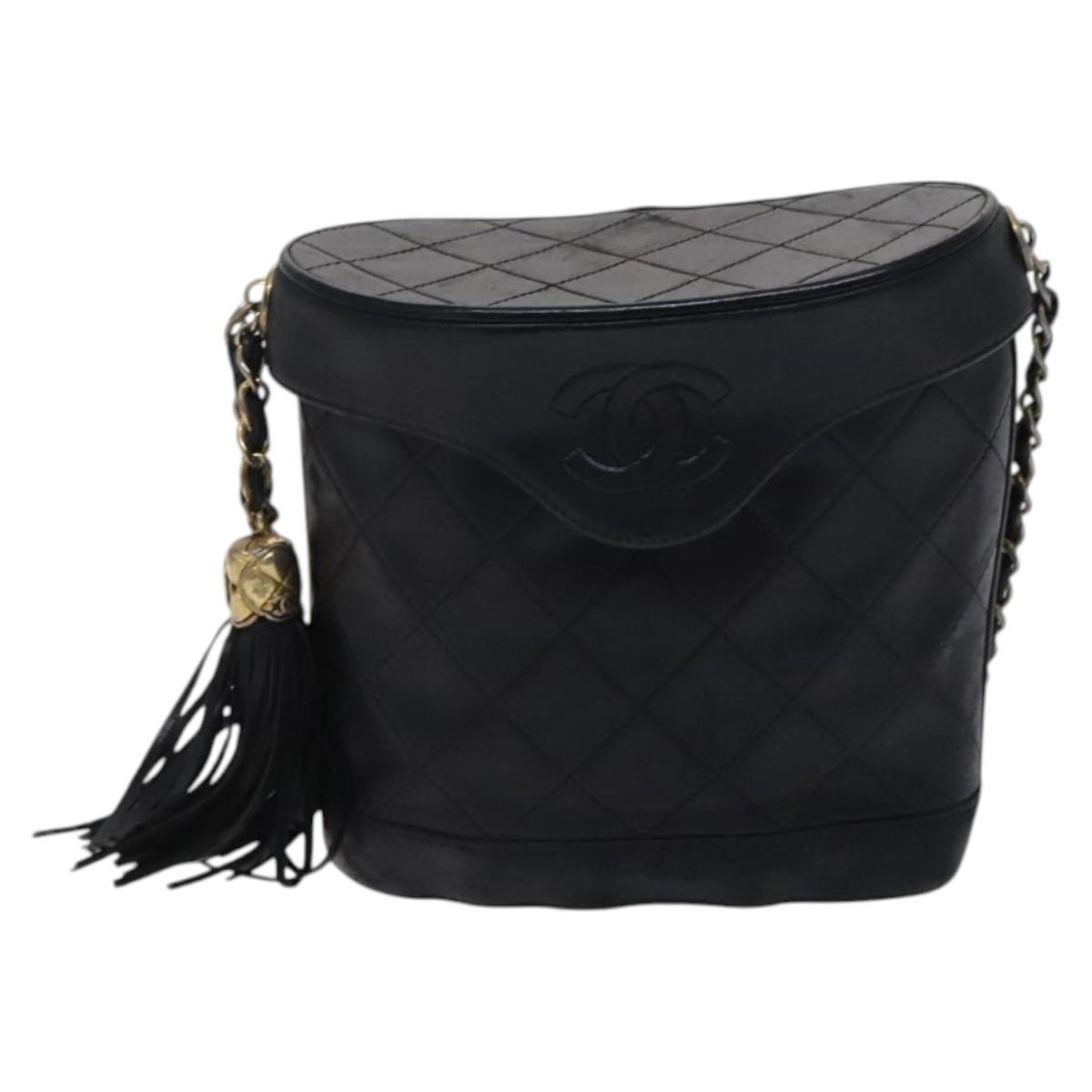 Chanel Coco Mark Black Leather Shoulder Bag Authentic