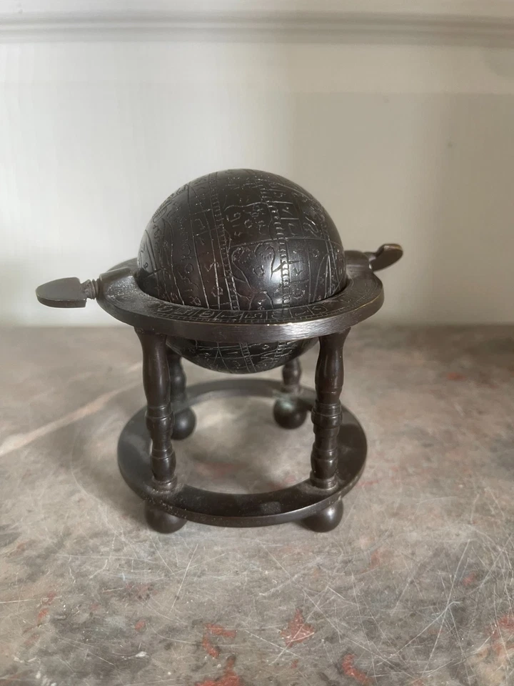 Ancien Astrolabe Globe Terrestre Bronze Inde Iran - Photo 4/4