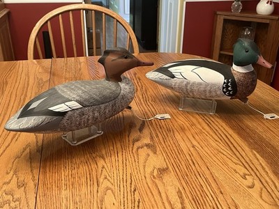 Merganser Pair Duck Decoys A.J. Birdsall Point Pleasant, NJ