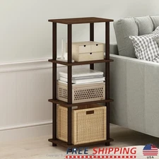 Modern Compact Turn-N-Tube End Table W/ Storage Easy Assembly Living Room Patio