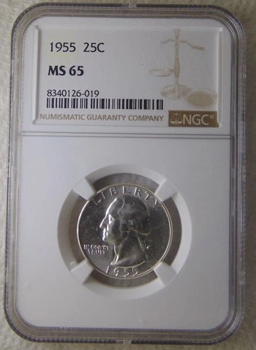 1955 Washington Silver Quarter Dollars  25C, NGC MS65, SWEET COIN!!!