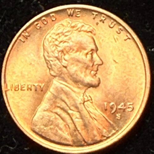 1945-S Lincoln Cent Wheat Penny GEM RED BU From an Original Bank Roll Free Ship!