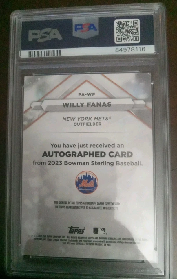 2023 Bowman Sterling Willy Fanas Prospect Wave Autograph 16/125 PSA 10 - Image 2 of 3