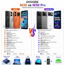 DOOGEE M30/M30PRO 64G+256GB Android 16 Handy IP68 Waterproof Smartphone 8000mAh