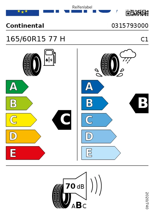 1x 165/60 R15 77H Sommer Reifen Continental Eco Contact 5 Demontage - Bild 3 von 3