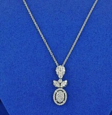 2Ct Round Cut Lab Created Diamond Women's Teardrop Pendant 14K White Gold Plated