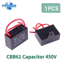 CBB61 450V Fan Start Capacitor 2 wires 1/1.2/1.5/2.0/2.5/3.0/4.0/5.0/6.0/10.0UF
