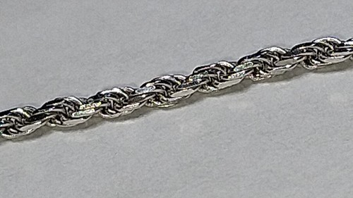 Solid 14k white gold Italian diamond-cut rope chainmnecklace 4.18 grams - 20" - Picture 4 of 10