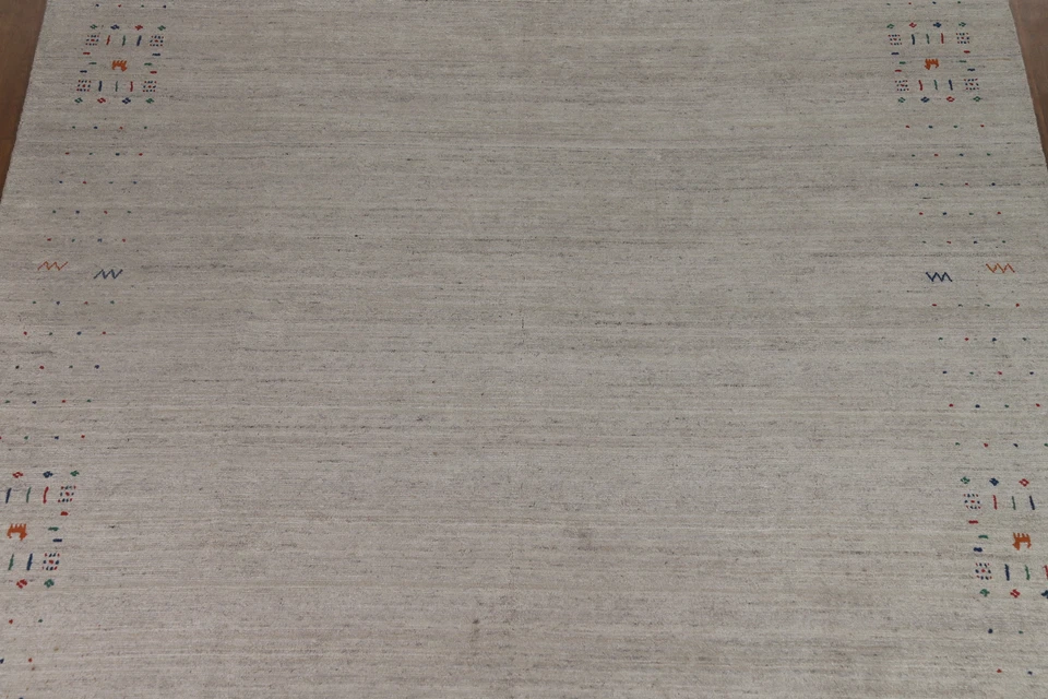 Beige Gabbeh Area Rug Hand-knotted Wool Rug 9x12 ft - Image 4 of 4