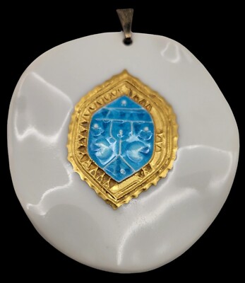 A MICHELSEN Royal Copenhagen MODERNIST Gilded Porcelain Pendant 925 Bail