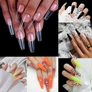 Gradient Hit Color False Nail Long French Fake Nails Ballet Coffin Nail Tips New Ebay
