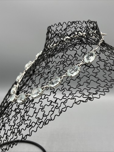 Swarovski Ice Blue Necklace Earring Bracelet Set Silver Tone Stunning! - Picture 8 of 18