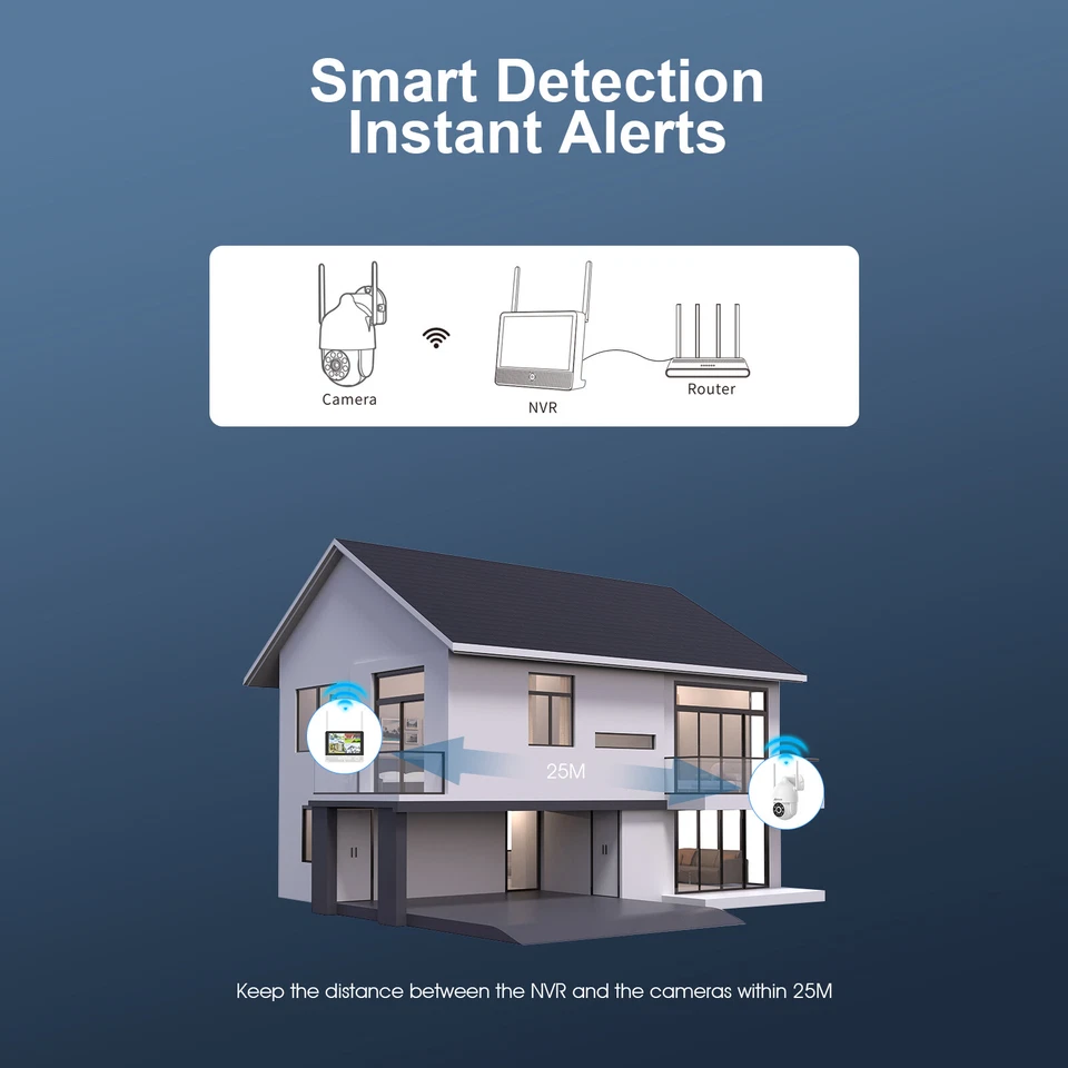 Sistema de cámara de seguridad inalámbrica para exteriores ANRAN 5 MP 12"" monitor CCTV Wifi NVR 2 TB Foto 4 de 4