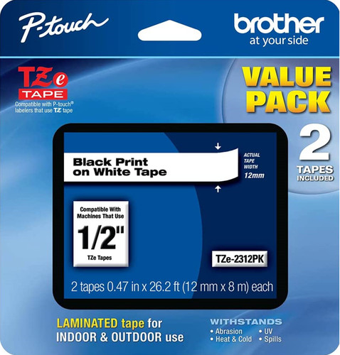 New Genuine Brother P-Touch TZe-231 2PK Black on White Tape