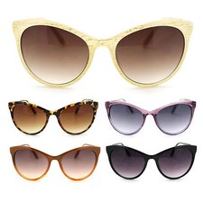 Retro Fashion Womens Thin Plastic Cat Eye Horn Rim Sunglasses