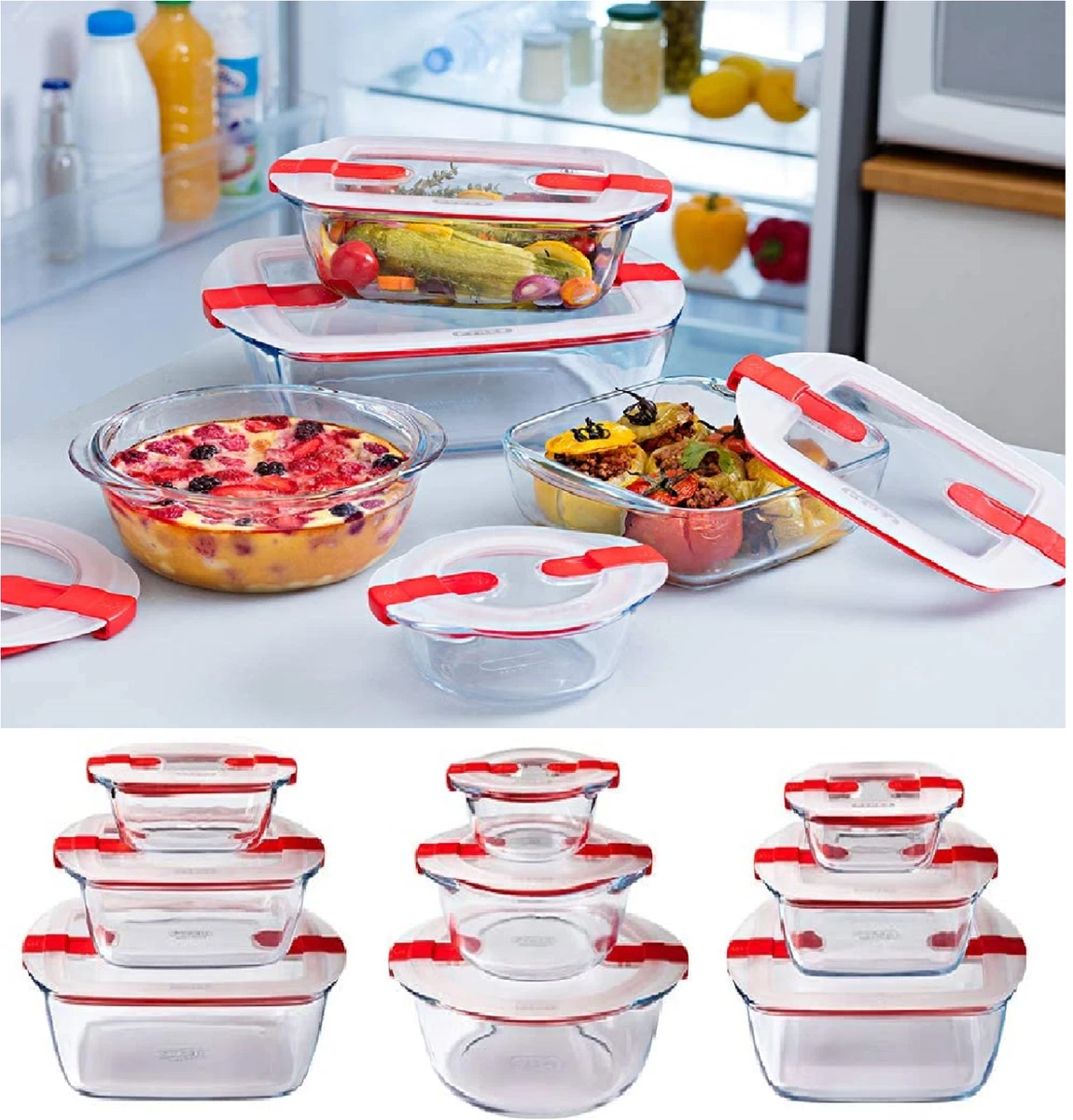 Save on Pyrex Glass Storage Container Round with Red Lid Order Online  Delivery