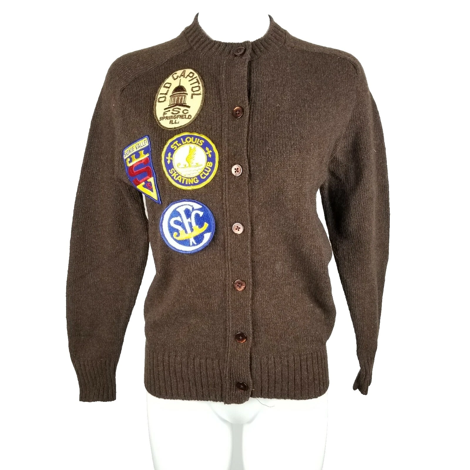 Suéteres Vintage de Mezcla de Lana Marrón para Mujeres