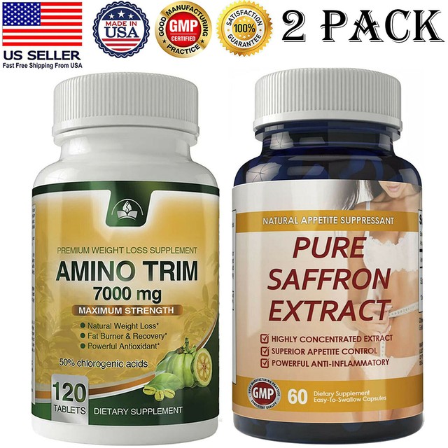 Fast Fat Burner Pills Amino Trim 7000mg Pure Saffron Weight Loss