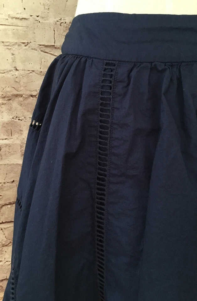 Joe Fresh 女式 A 字裙 2 码深蓝色棉质孔眼装饰弹性腰围  — 第 3/4 张图片