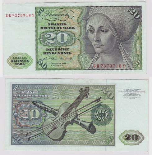 T147893 Banknote 20 DM Deutsche Mark Ro. 271a Schein 2. Jan. 1970 KN GB 7379718