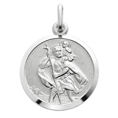 STERLINGSILBER ST CHRISTOPHER ANHÄNGER KOSTENLOSE GRAVUR OVAL RUND D/C KOSTENLOSE BOX