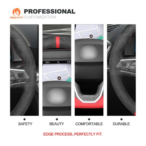 Custom DIY Alcantara Car Steering Wheel Wrap Cover for Seat Leon Ateca Tarraco - Bild 8 von 11