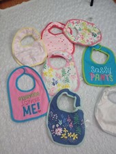 Baby Girl Infant Toddler Feeding Bibs Lot Of 8 PCs Cloud Island -Carters