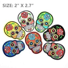 Iron On Patches For Clothes Sew-on Embroidered Patch Applique Rose Skull C021