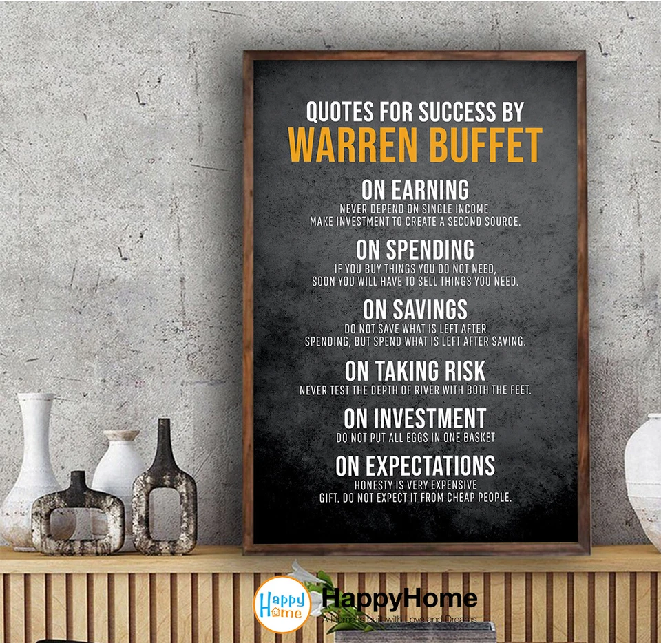 Póster inspirador de arte de pared motivacional Citas para el éxito de Warren Buffett Foto 4 de 4