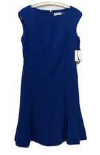 Calvin Klein woman formal dress 8 royal blue flare/fit sleeveless Lined