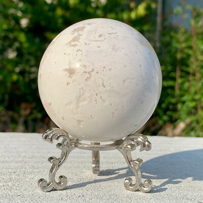 289G Natural Mexican Agate Sphere Crystal Healing Decor Quartz Ball gift+Base