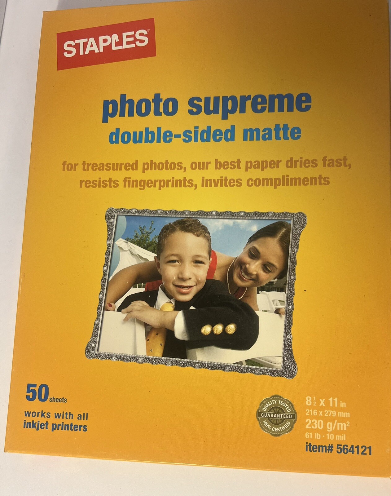 STAPLES Photo Supreme Paper 8 1/2" x 11", Double Sided Matte 50 Pack