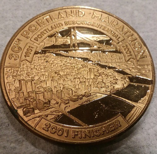 30th Portland Marathon 2001 Finisher Medalion Coin 