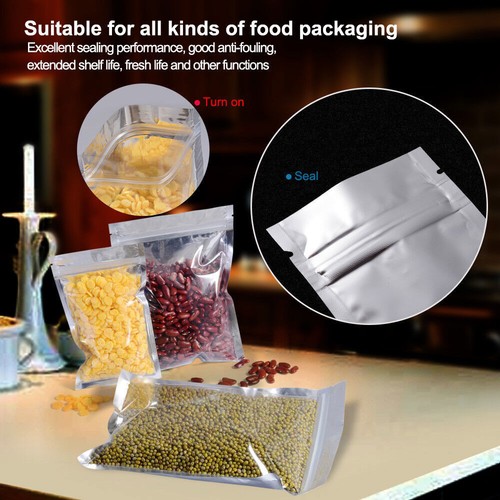 Klar Silber Aluminiumfolie Reißverschluss Taschen Mylar Lebensmittelbeutel Verpackung wiederverschließbar - Bild 6 von 14