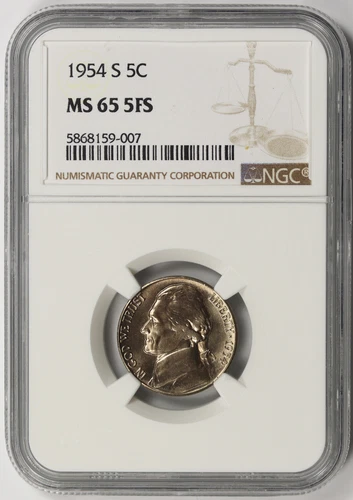 1954-S Jefferson Nickel 5C MS 65 5FS NGC 5 Full Steps